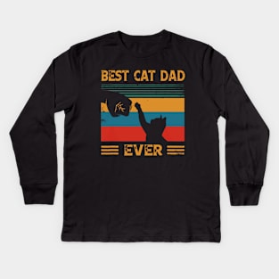 Vintage Best Cat Dad Ever Kids Long Sleeve T-Shirt